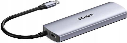 Unitek USB-Hub 4 Anschlüsse USB 3.0 mit USB-C Anschluss Silber