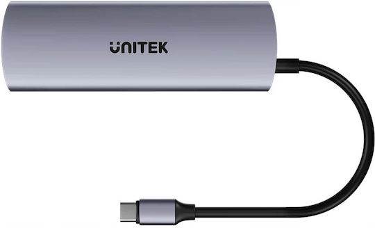 Unitek USB-Hub 4 Anschlüsse USB 3.0 mit USB-C Anschluss Silber