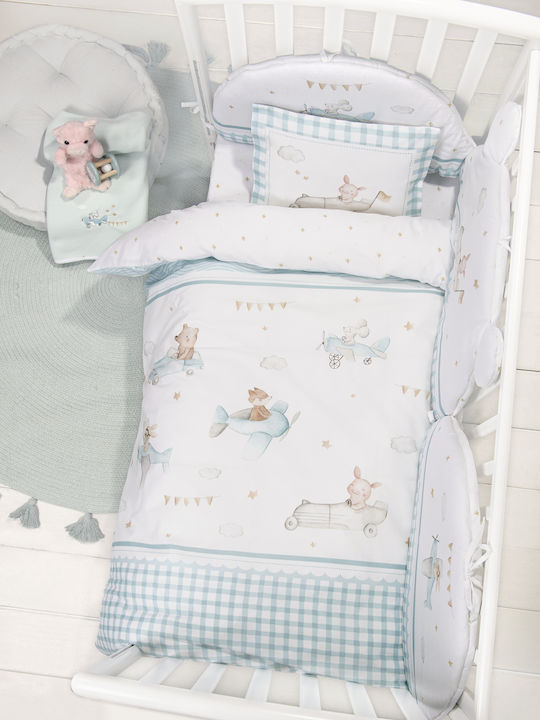 Nima Set Copertă de Pătuț cu Față de Pernă Multicoloră 110x145cm. Nima Set Copertă de Pătuț cu Față de Pernă Multicoloră 110x145cm.