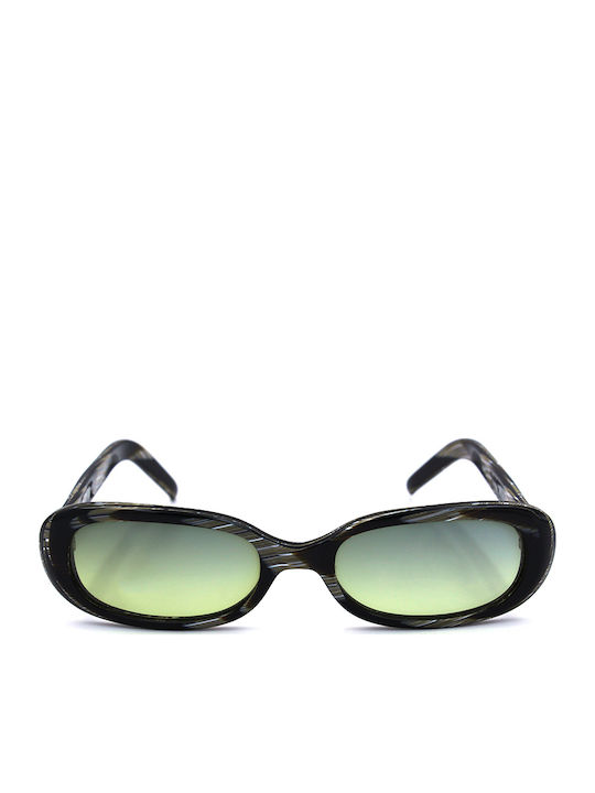 Kenzo Women's Sunglasses with Black Plastic Frame and Green Lens