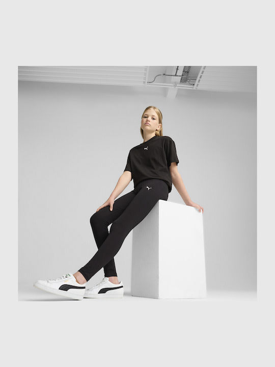 Kinder Leggings Sport Lang Schwarz Logo