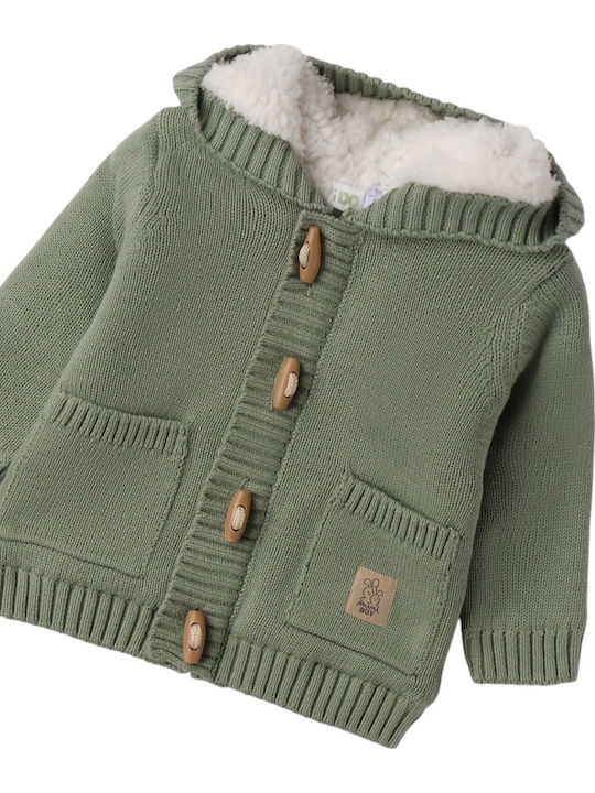 Kids Cardigan with Hood Green