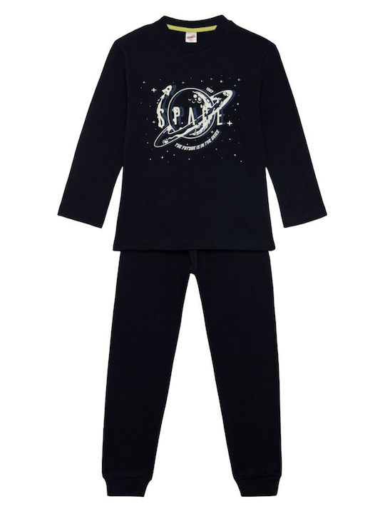 Minerva Kids Winter Pajamas Blue Marine Space Space