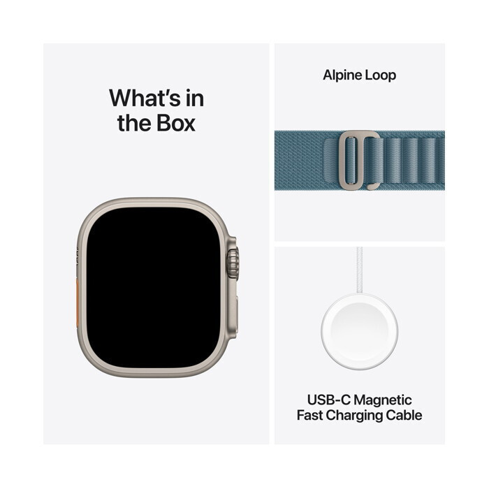 Apple Watch Ultra 3 Titanium 49mm Αδιάβροχο με eSIM και Παλμογράφο (Natural Titanium Case with Light Blue Alpine Loop - Medium)