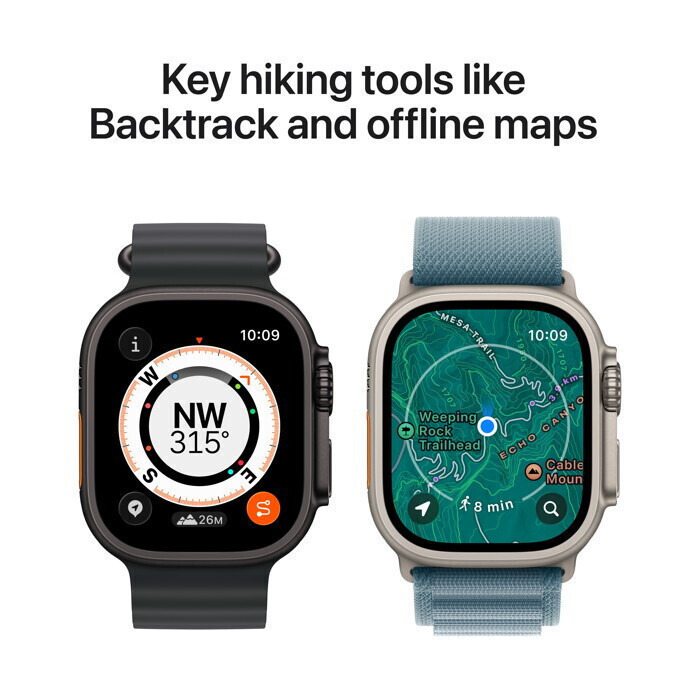 Apple Watch Ultra 3 Titanium 49mm Αδιάβροχο με eSIM και Παλμογράφο (Black Titanium Case with Black Titanium Milanese Loop - Medium)