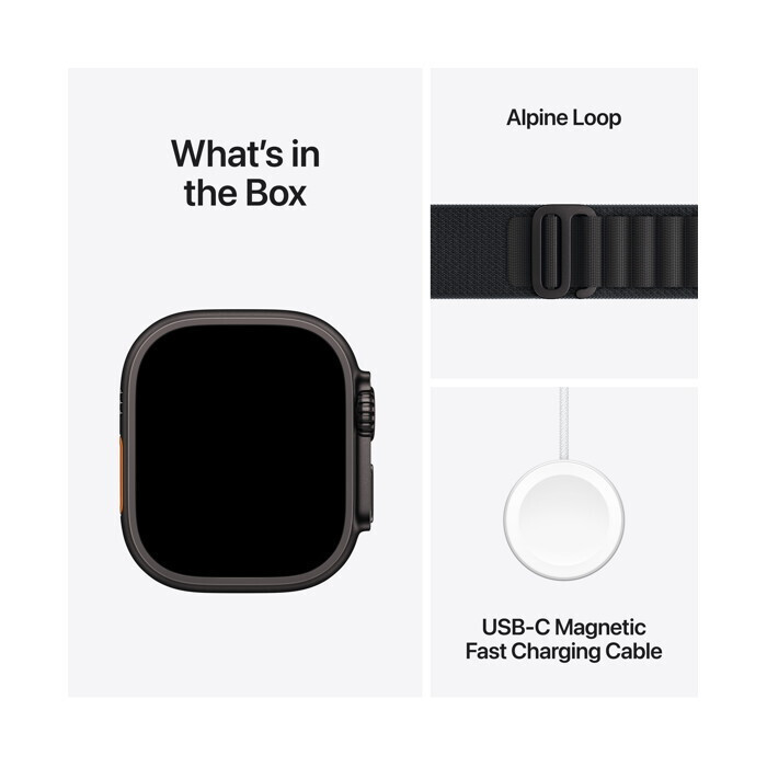 Apple Watch Ultra 3 Titanium 49mm Αδιάβροχο με eSIM και Παλμογράφο (Black Titanium Case with Black Alpine Loop - Medium)