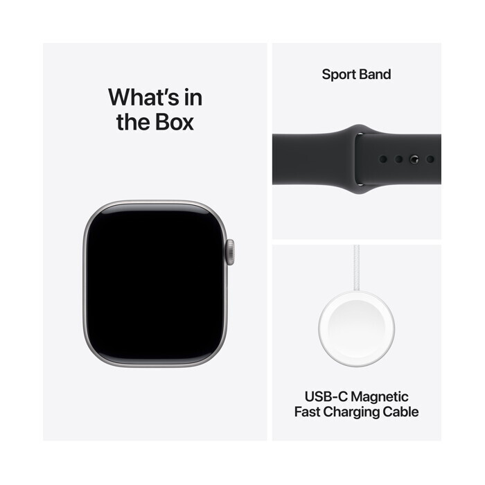 Apple Watch Series 11 Aluminium 46mm Αδιάβροχο με Παλμογράφο (Space Grey Aluminium Case with Black Sport Band - S/M) (MEV04LWA)