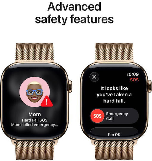 Apple Watch Series 11 Titanium 42mm Waterproof with eSIM and Heart Rate Monitor (Gold Titanium Case with Gold Milanese Loop)