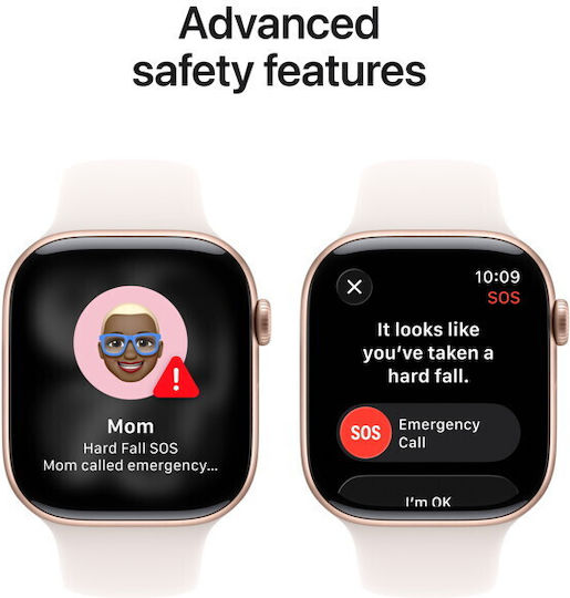 Apple Watch Series 11 Алуминий 42мм Водоустойчив с eSIM и Пулсомер (Rose Gold Aluminium Case with Light Blush Sport Band - S/M)