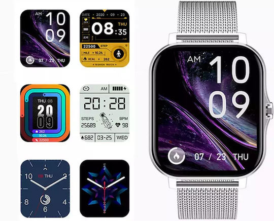 Verk Group Y13 Smartwatch με Παλμογράφο (Ασημί)