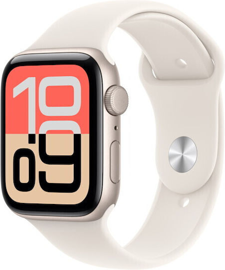 Apple Watch SE 3 Cellular Aluminium 40mm Waterproof with eSIM and Heart Rate Monitor (Starlight Aluminium Case with Starlight Sport Band - M/L)