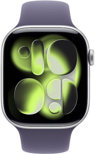 Apple Watch Series 11 Aluminium 42mm Wasserdicht mit Pulsmesser (Silver Aluminium Case with Purple Fog Sport Band - M/L)