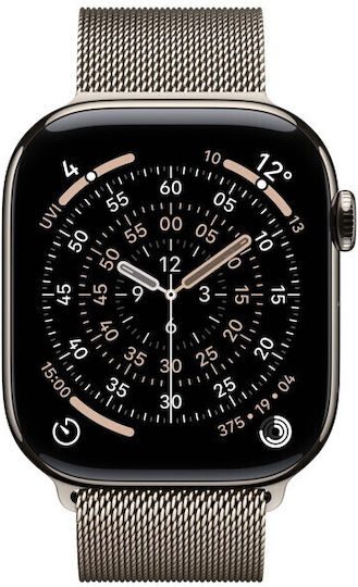 Apple Watch Series 11 Cellular Titanium 46mm Αδιάβροχο με eSIM και Παλμογράφο (Natural Titanium Case with Natural Milanese Loop - S/M)