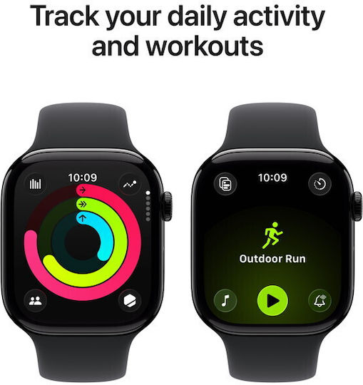 Apple Watch Series 11 Aluminium 42mm Waterproof with Heart Rate Monitor (Jet Black Aluminium Case with Black Sport Band - M/L)