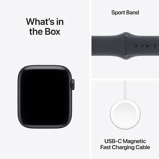Apple Watch SE 3 Aluminium 44mm Waterproof with eSIM and Heart Rate Monitor (Midnight Aluminium Case with Midnight Sport Band - M/L)