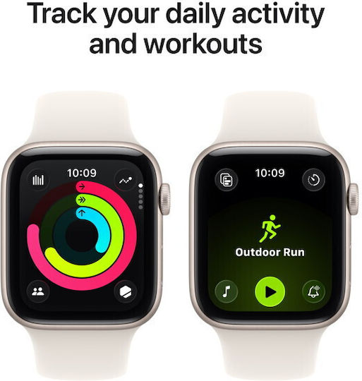 Apple Watch SE 3 Aluminium 40mm Waterproof with Heart Rate Monitor (Starlight Aluminium Case with Starlight Sport Band - M/L)
