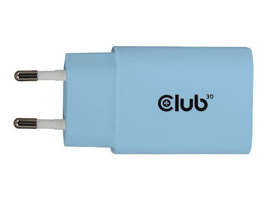 Club3D Charger Without Cable with USB-C Port 30W Power Delivery Blue (CAC-3022)