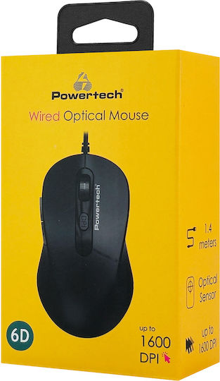 Powertech PT-1467 Verkabelt Ergonomisch Maus Schwarz