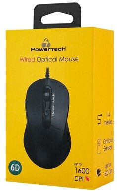 Powertech PT-1467 Verkabelt Ergonomisch Maus Schwarz