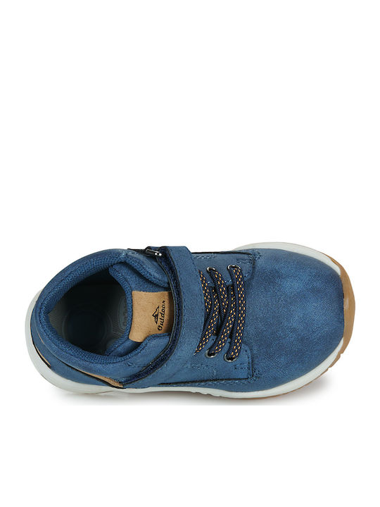 Fangor Lederne Kinderstiefeletten mit Klettverschluss Blau