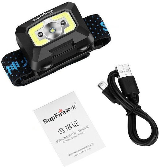 Supfire Făclie Reîncărcabilă de Cap LED IP44 cu Luminozitate Maximă 500lm