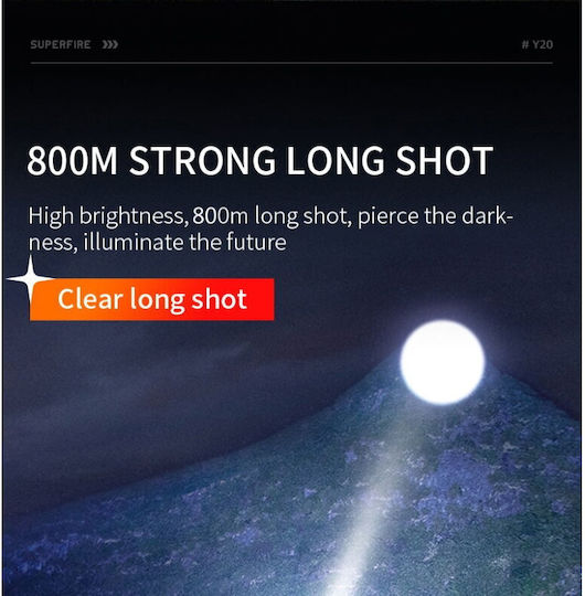 Supfire Lanternă cu Bliț LED Reîncărcabilă IP43 cu Luminozitate Maximă 1200 Lumen