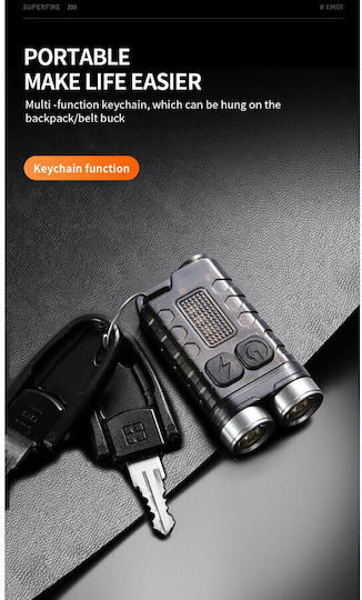 Supfire Lumină de lucru și de sit, cu baterie Lanternă Brevet LED IP65 cu Luminozitate Maximă 800lm Roșu