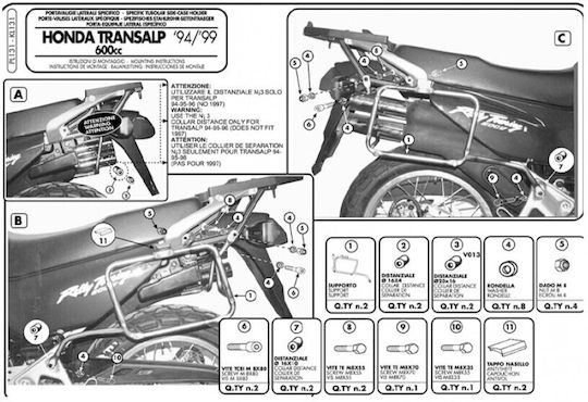 Kappa Moto Πλαϊνές Βάσεις για Honda Transalp