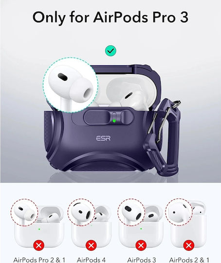 ESR Cyber Flicklock Halolock Θήκη Σιλικόνης σε Μωβ χρώμα για Apple AirPods Pro 3