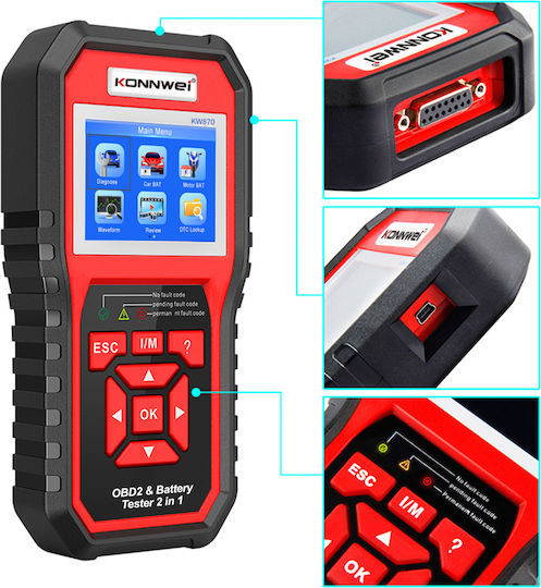 Universal Diagnostic Tester Kw870 Full Obd Ii Eobd Functions