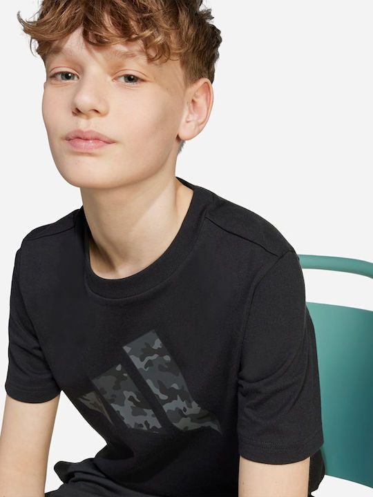 Kinderhemd Kurzarm Schwarz Camo
