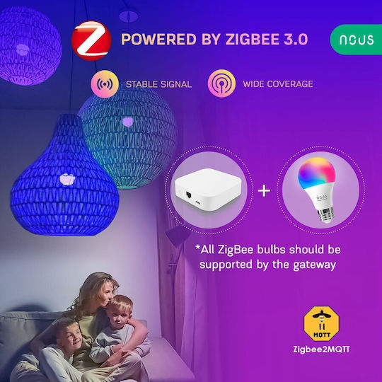 Nous Смарт крушки LED 9W за фасунга E27 RGB 810лм Димируем 2бр