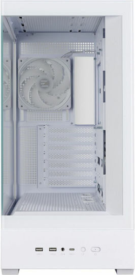 Zalman P40 DS Геймърско бюро Midi Tower Компютърна кутия със страничен прозорец Бял