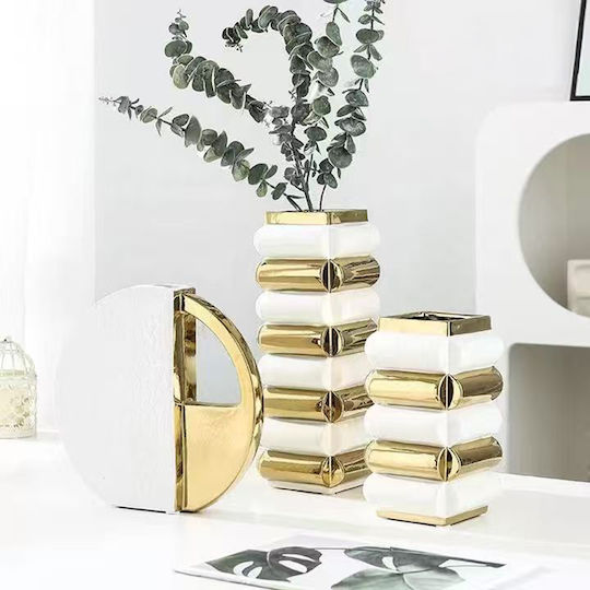 Keskor Διακοσμητικό Βάζο Κεραμικό Λευκό 12x12xΥ22cm