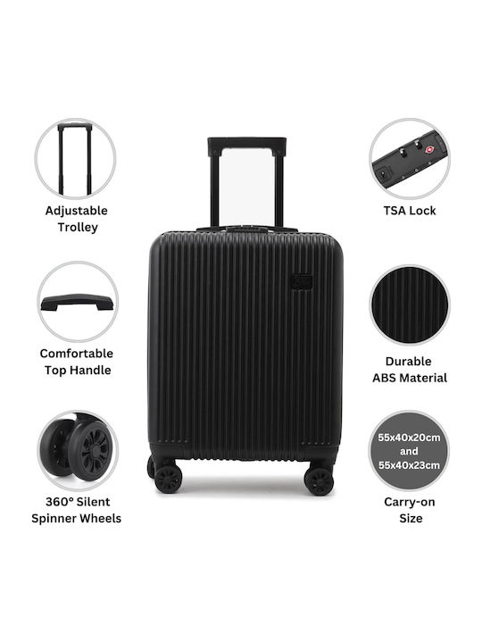 CabinFly Valiză de Călătorie Cabină Negru cu 4 roți Înălțime 55cm