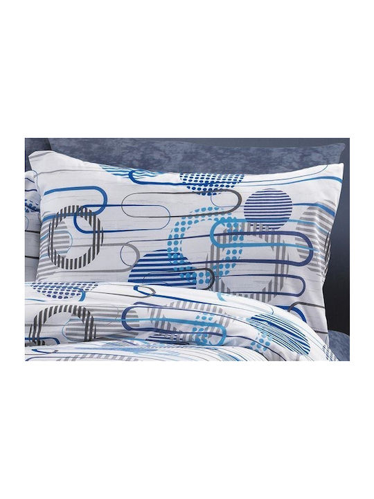 Dimcol Sheet Sets Single 160x240cm. White-blue 3pcs