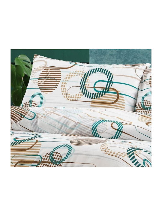 Dimcol Sheet Sets Queen 240x270cm. White-petrol 70/30 4pcs