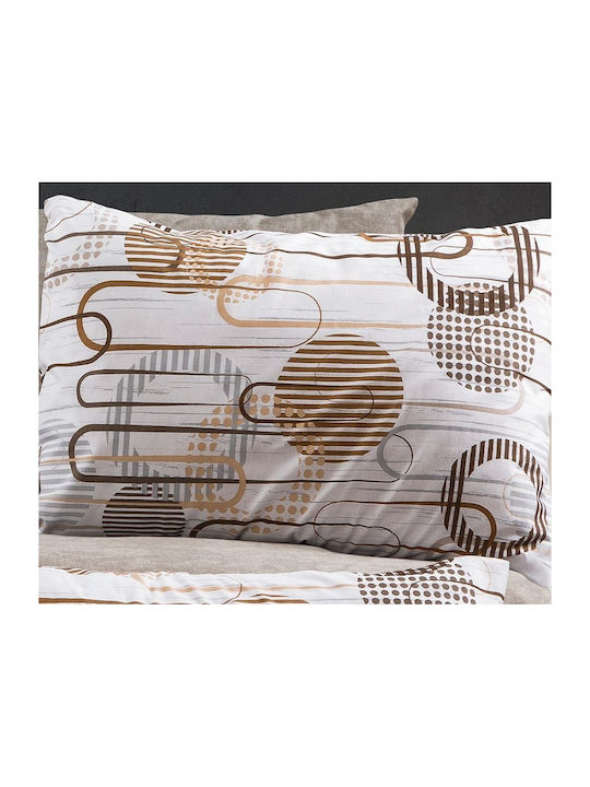 Dimcol Σετ Σεντόνια Μονά 160x240εκ. White-mocha (3τμχ)