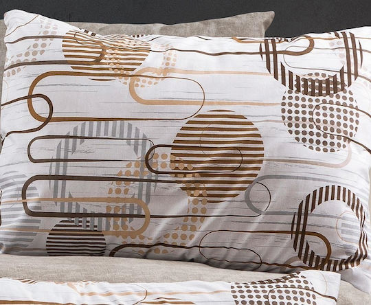 Dimcol Sheet Sets Single 160x240cm. White-mocha 3pcs