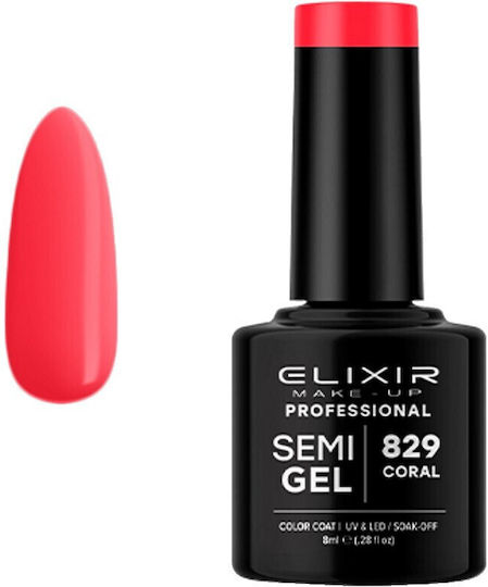 Elixir Semi Gel Semi-Permanent Nail Polish 829 Coral 8ml 1pcs