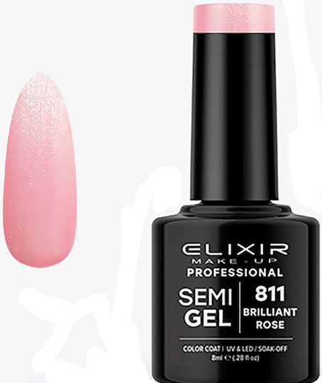 Elixir Semi Gel Semipermanent Lac de Unghii 811 cu Glitter 8ml 1buc