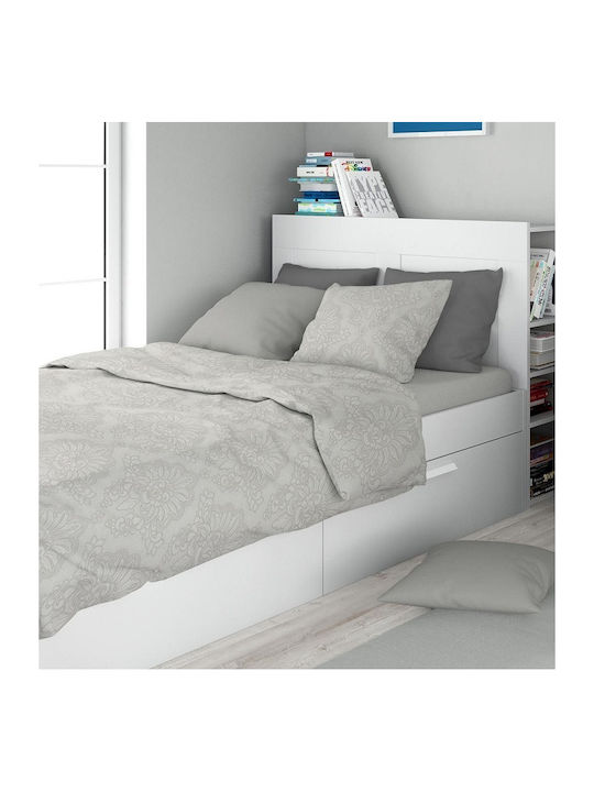 Dimcol Παπλωματοθήκη Βαμβακερή Μονή 160x240 Άρτεμις 701 Grey