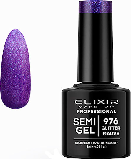 Elixir Semi Gel Ημιμόνιμο Βερνίκι Νυχιών 976 Glitter Mauve με Glitter 8ml