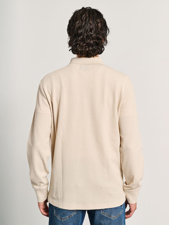 Cedric Polo Long Sleeve Blouse Taupe