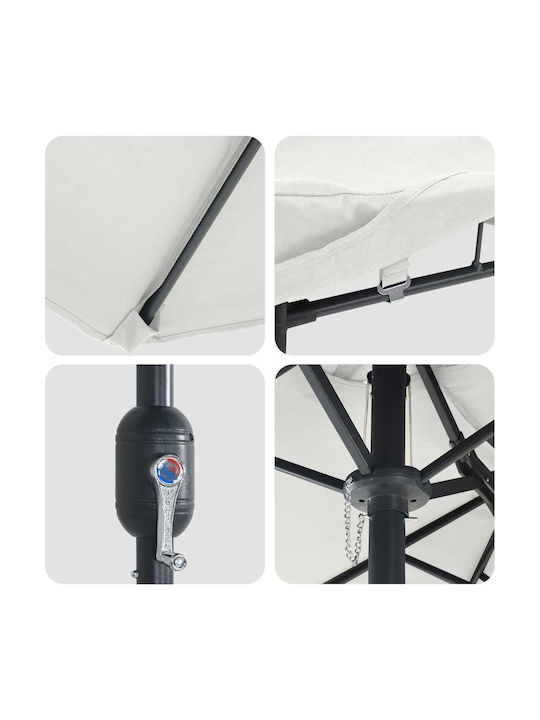 Umbrella Floor Aluminum Beige with Steering Wheel 3.85x2.09m