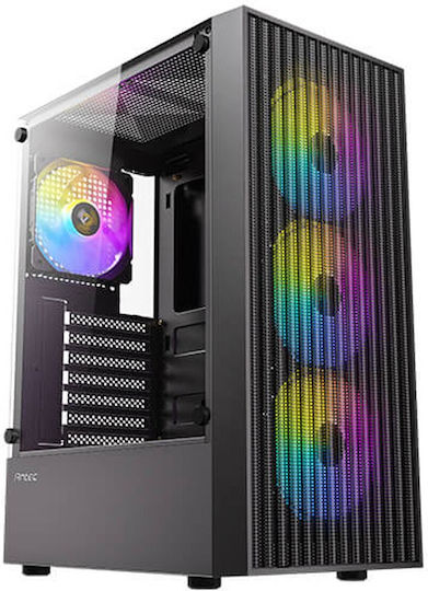 Antec AX27 RGB Gaming Midi Tower Κουτί Υπολογιστή με Πλαϊνό Παράθυρο Μαύρο