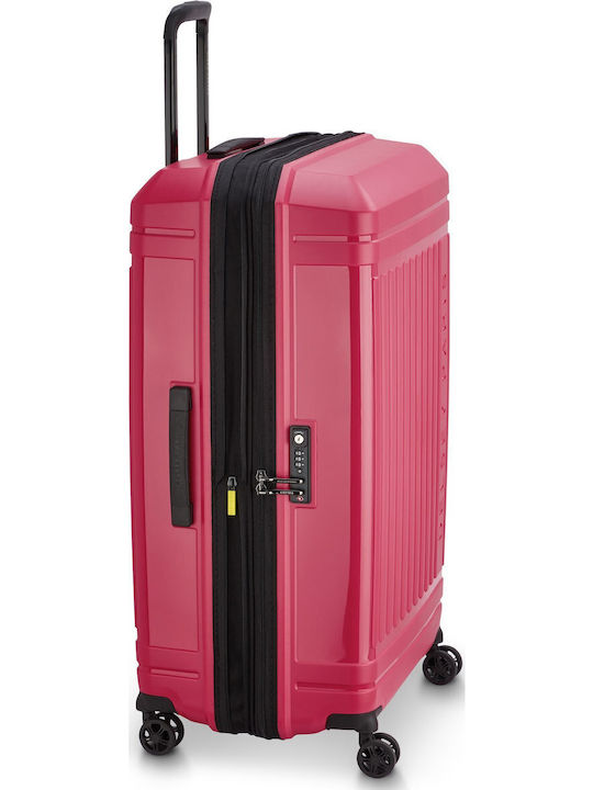 Delsey Lutece SE Large Hard Suitcase Magenta with 4 Wheels Height 79cm