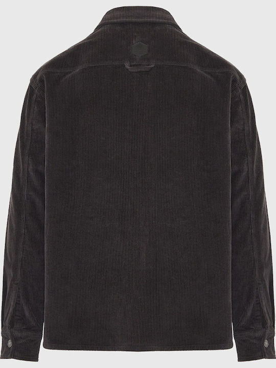 Дълъг Ръкав Рипсено Кадифе Overshirt Сив