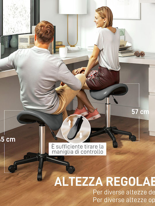 Office Desk Stool with Backrest Gray 48x47x45cm