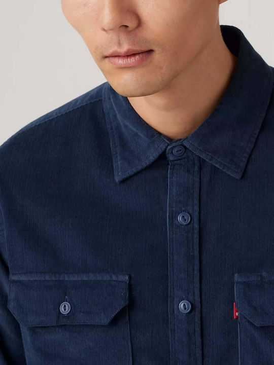 Jackson Worker Langärmeliges Zeichenfolge Overshirt Blau